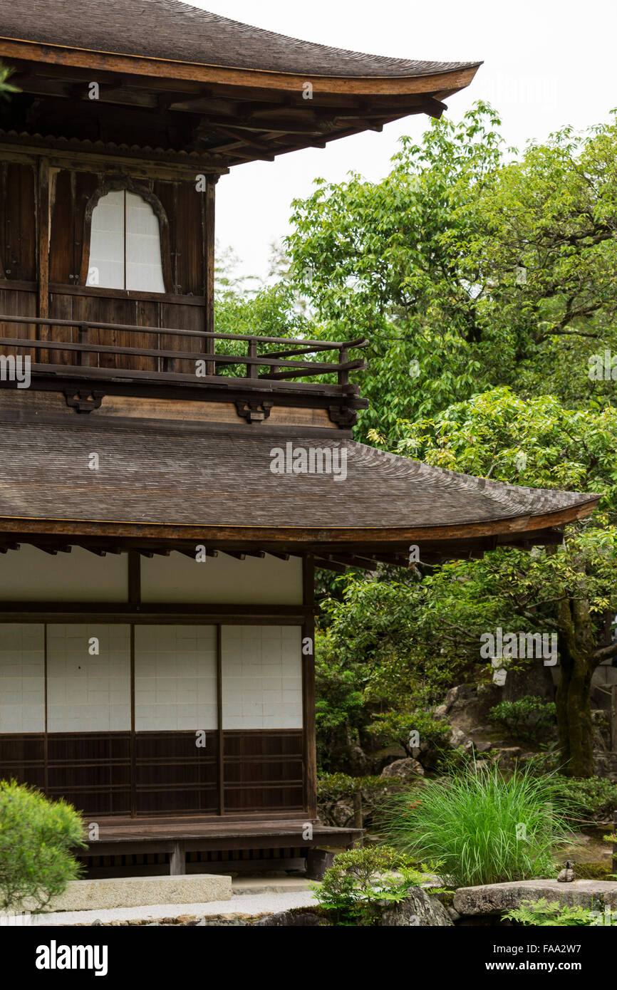 Detail of Kannon-den, the two storied main structure of Ginkaku-Ji, Kyoto, Japan Stock Photo