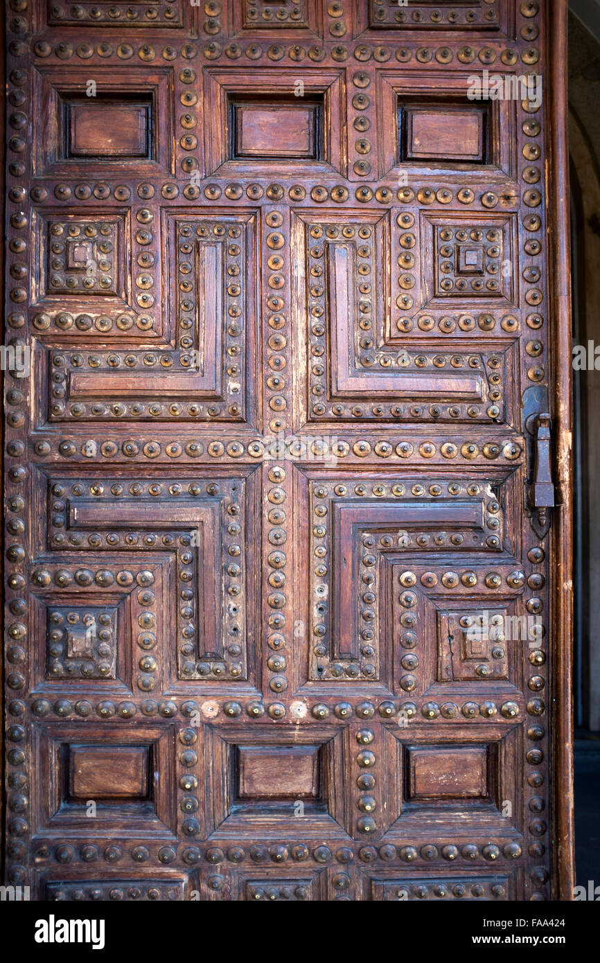 Ornate Wooden Door Madrid Stock Photo Alamy