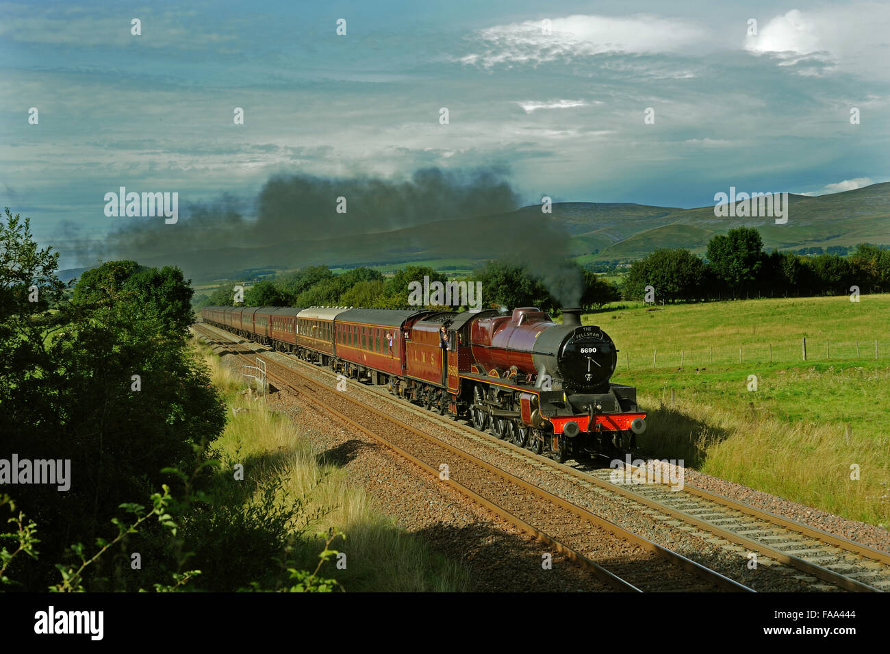 Steam Train at Keld on Settle to Carlisle railway Stock Photo
