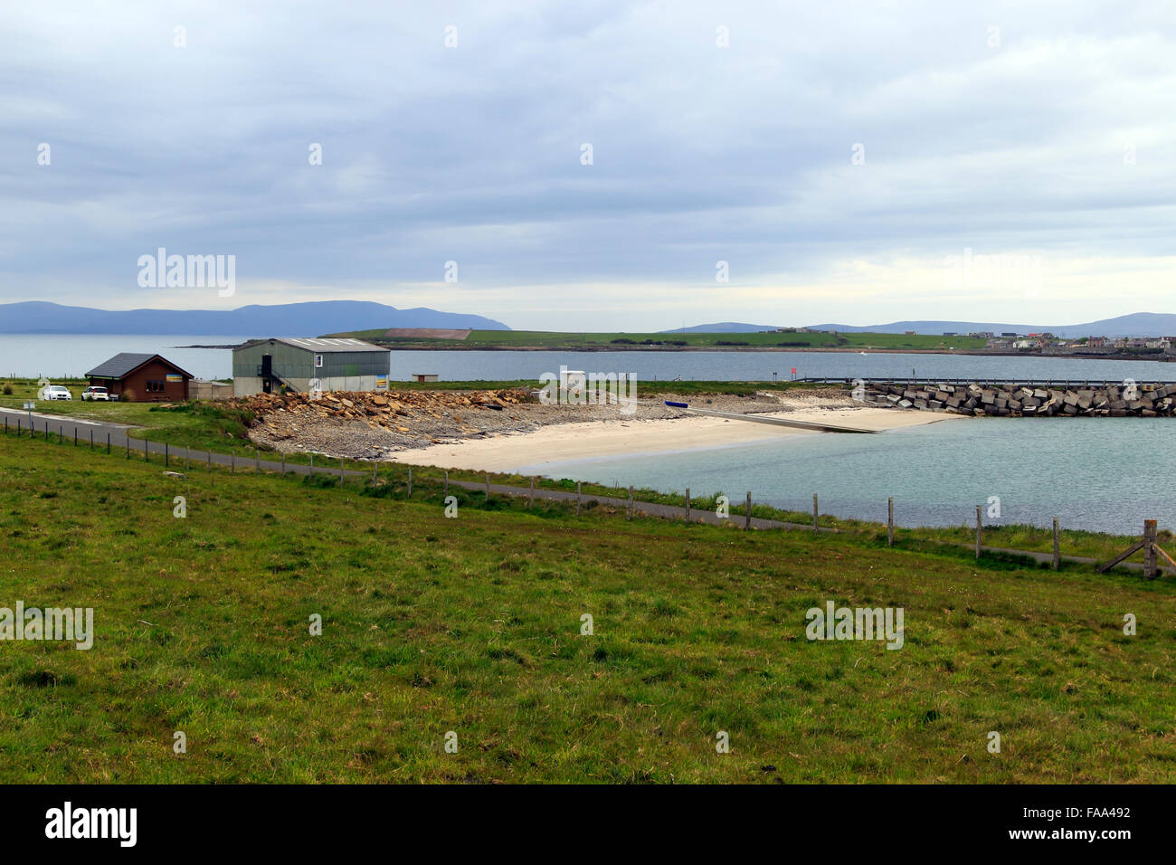 One of the Churchill Barriers Lamb Holm east of Scapa Flow Orkney Islands Scotland UK Stock Photo