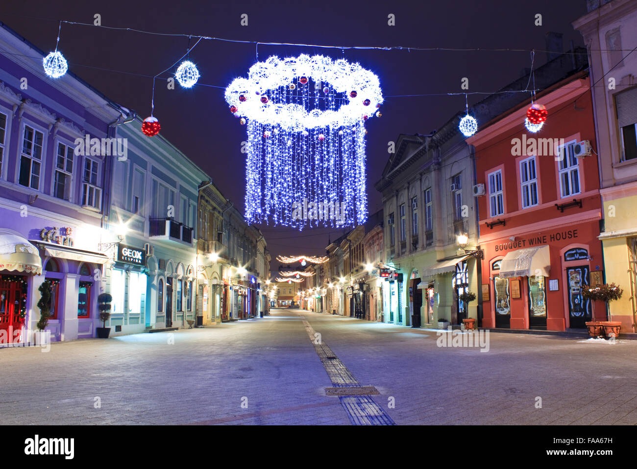 Chrismas lights in Novi Sad Stock Photo