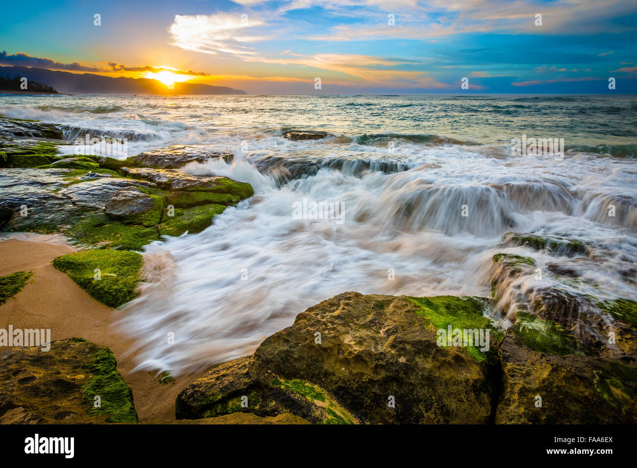 Beautiful golden hour colors of Hawaii Stock Photo Alamy