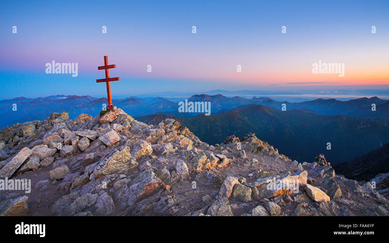 View at surise from Krywan peak, Slovakia Stock Photo
