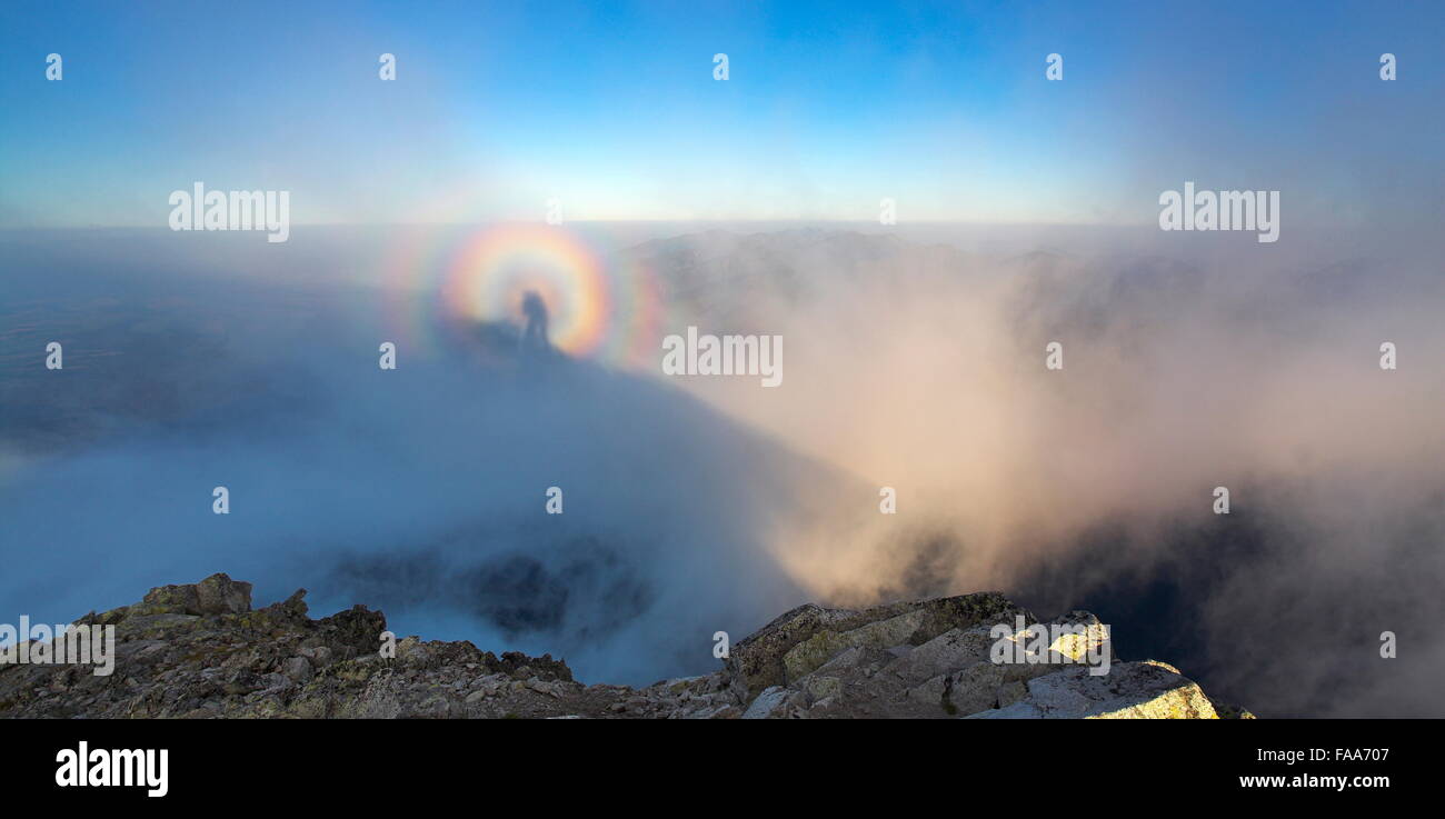 Brocken spectra, Tatra Mountains Stock Photo