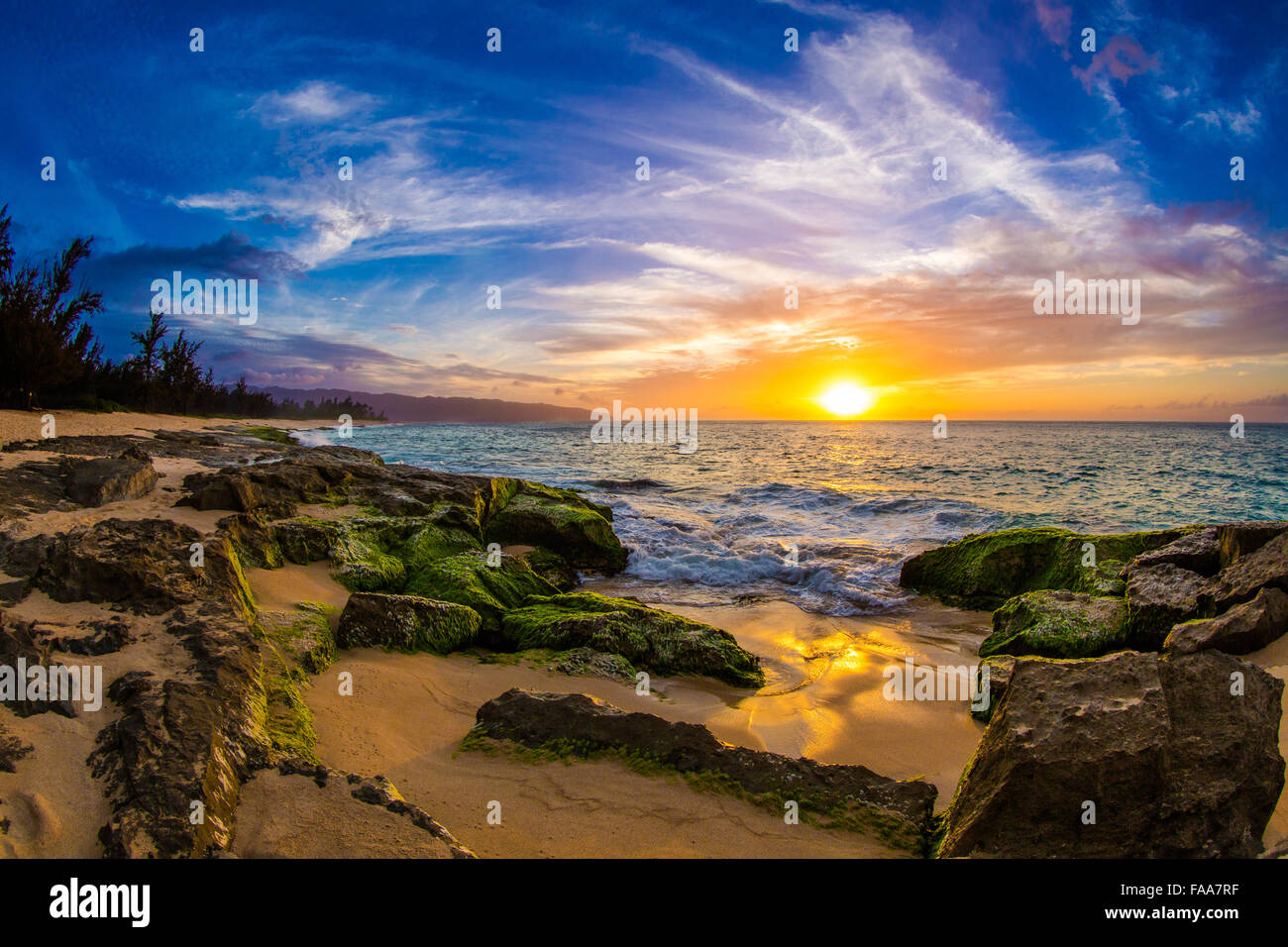 Beautiful golden hour colors of Hawaii Stock Photo Alamy