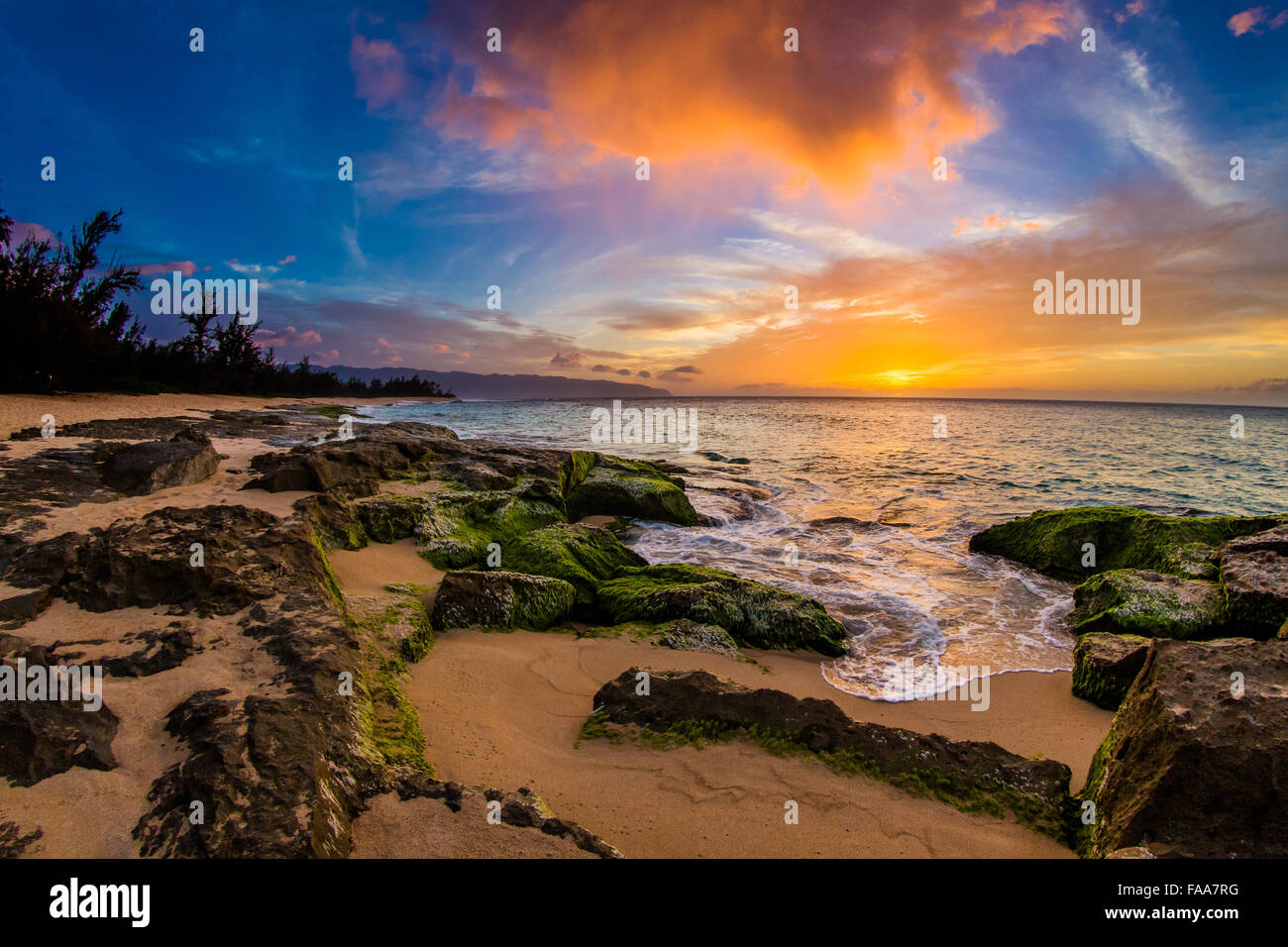 Beautiful golden hour colors of Hawaii Stock Photo Alamy