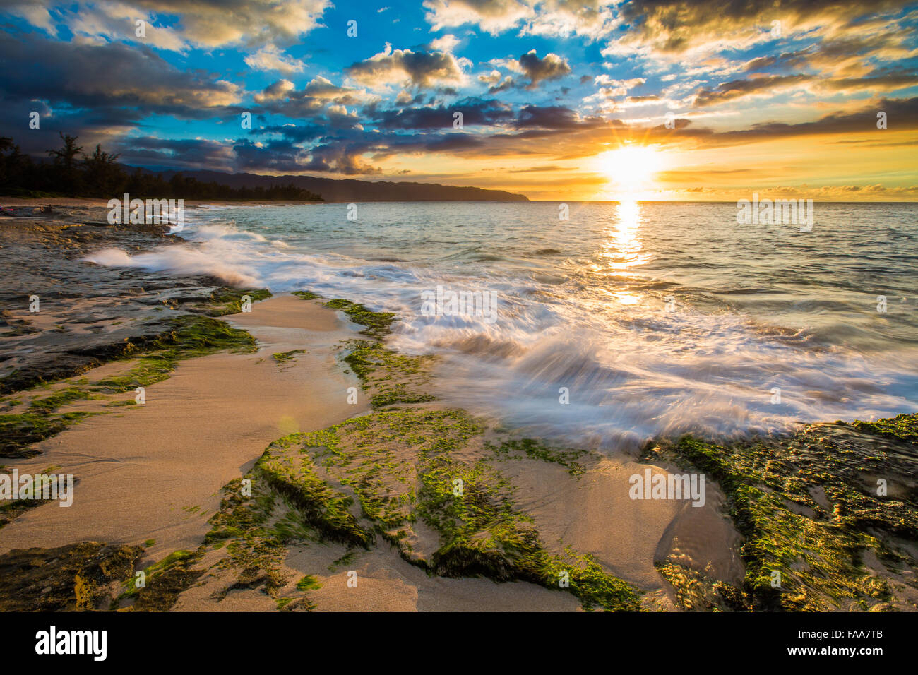 Beautiful golden hour colors of Hawaii Stock Photo Alamy