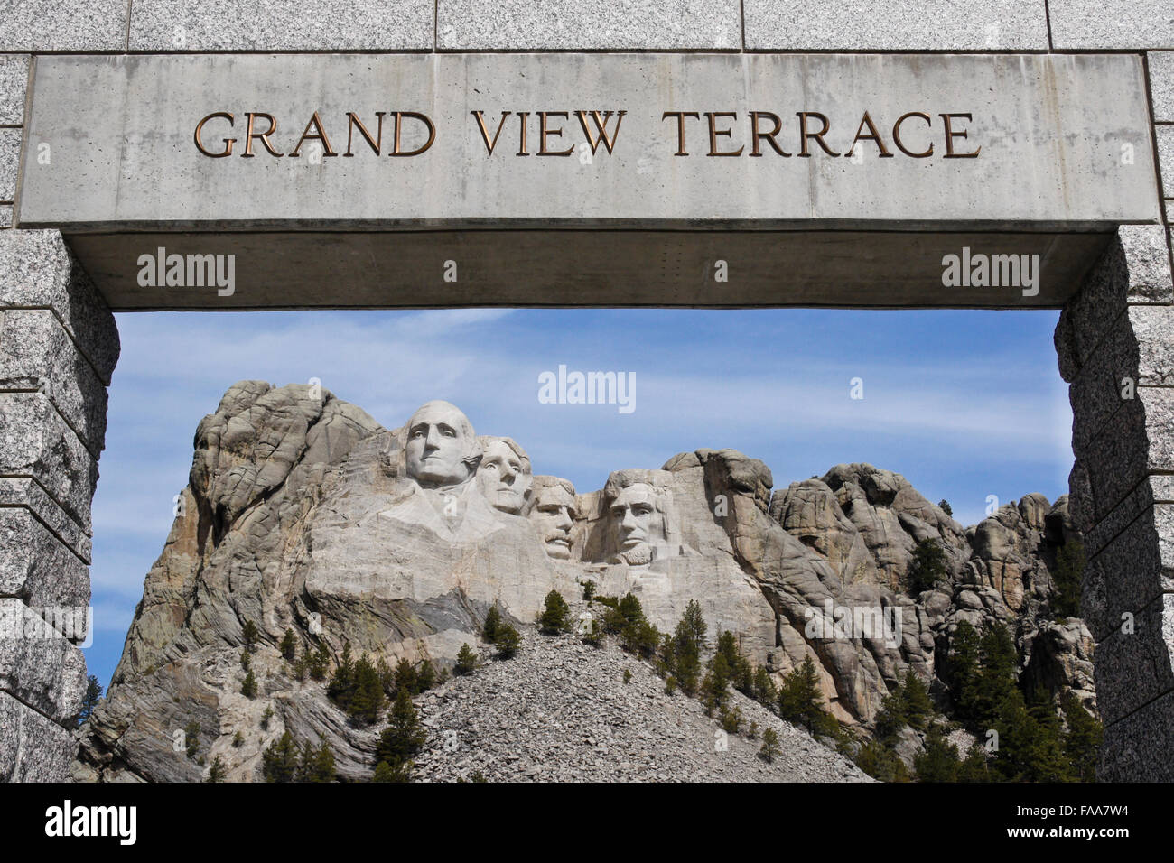Mount Rushmore National Memorial viewed from Grand View Terrace, South