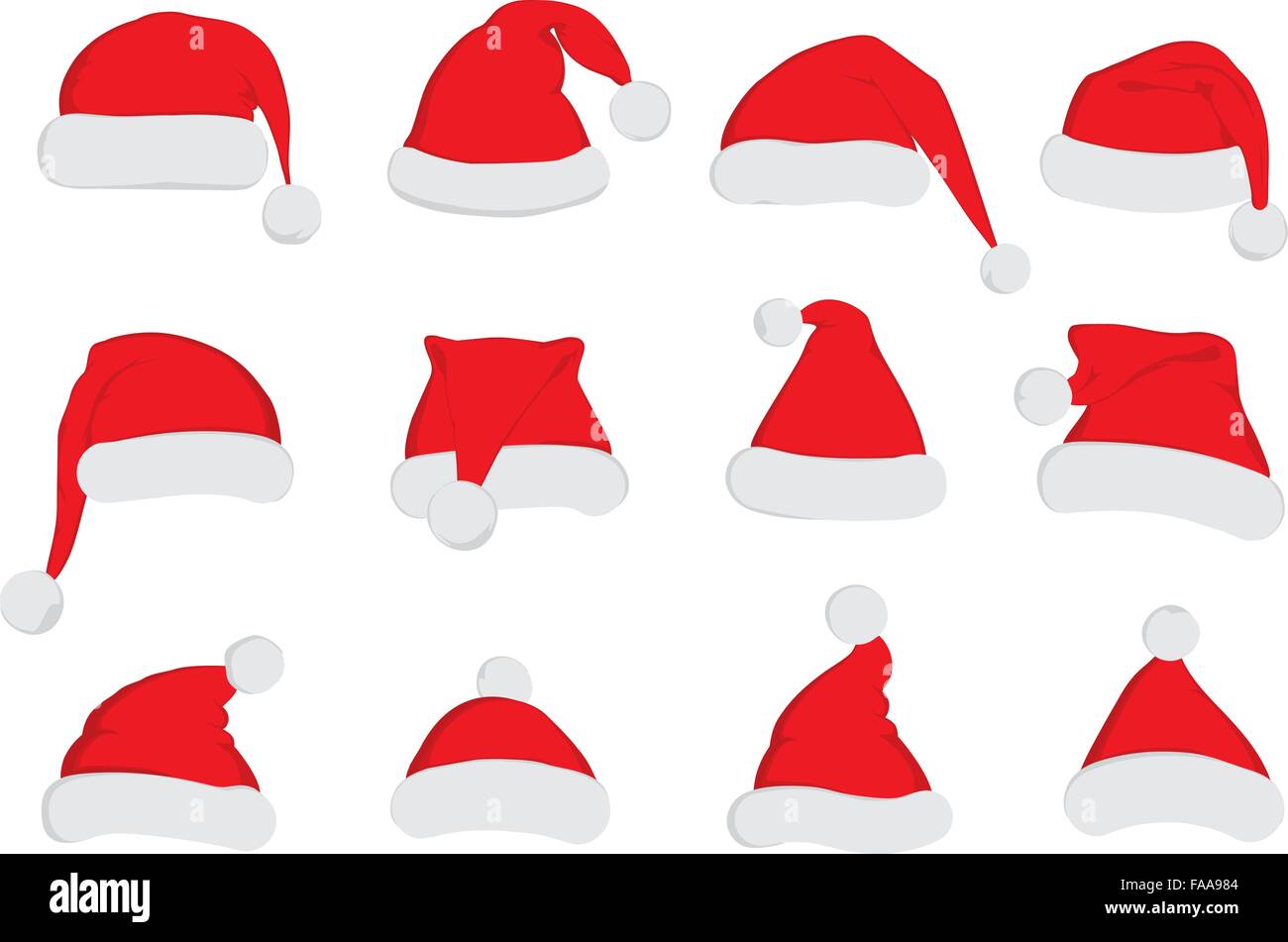 Santa Claus red hat set on white Stock Vector