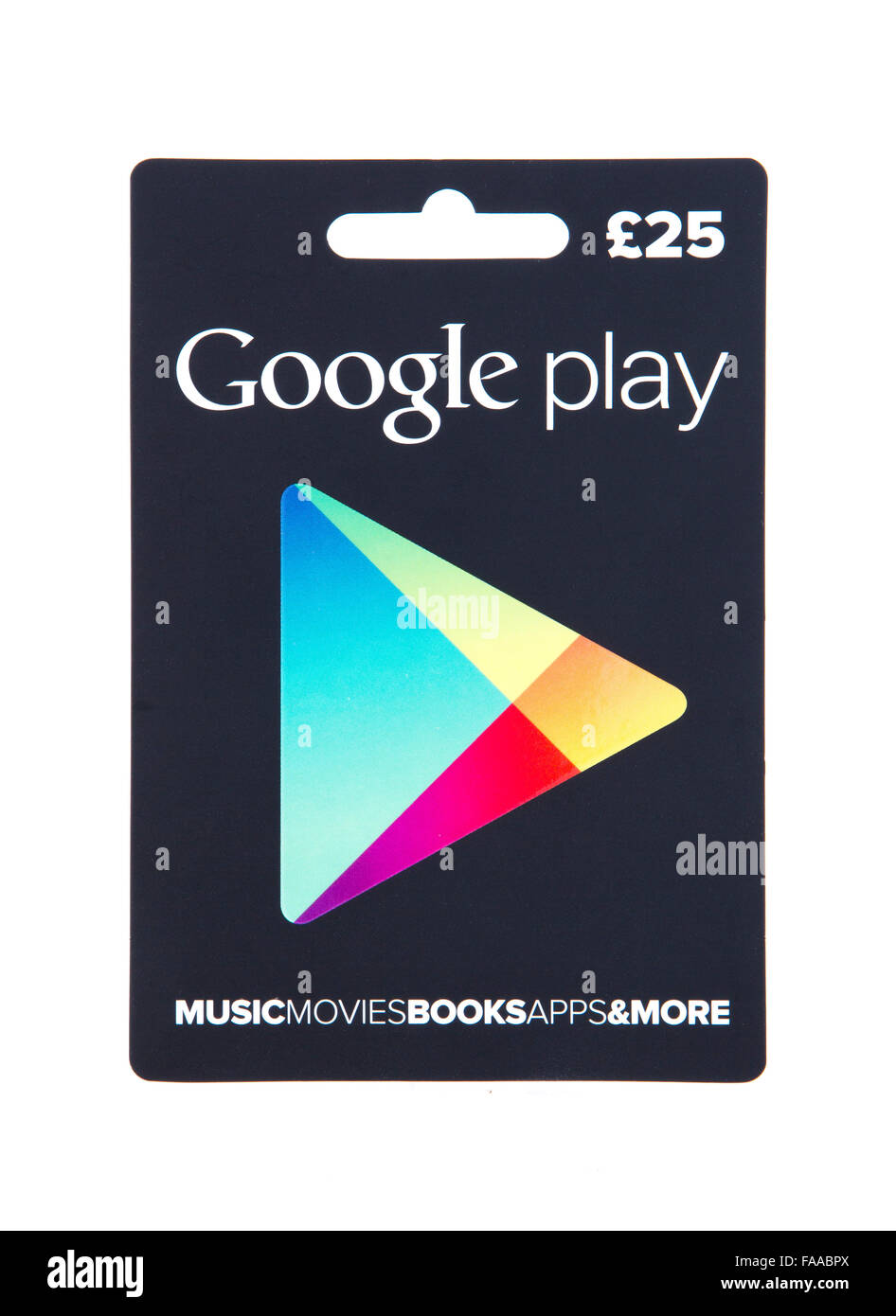 £25 Google Play Card on a white background Stock Photo