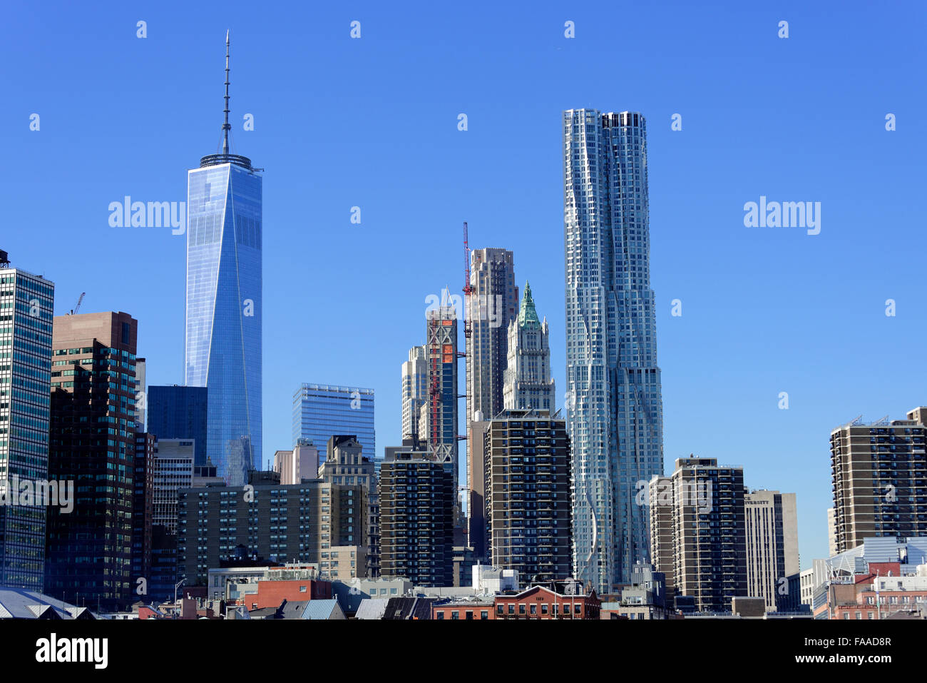 Skyline Financial District with One World Trade Center, Manhattan, New York City, New York, USA Stock Photo