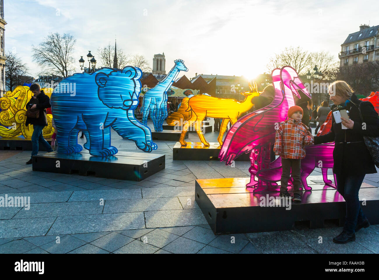 Paris, France, People Visiting Public Exhibition, Street Scenes, "COP 21"  Modern Art Sculpture Installation front of City Hall, environmental street  art Stock Photo - Alamy