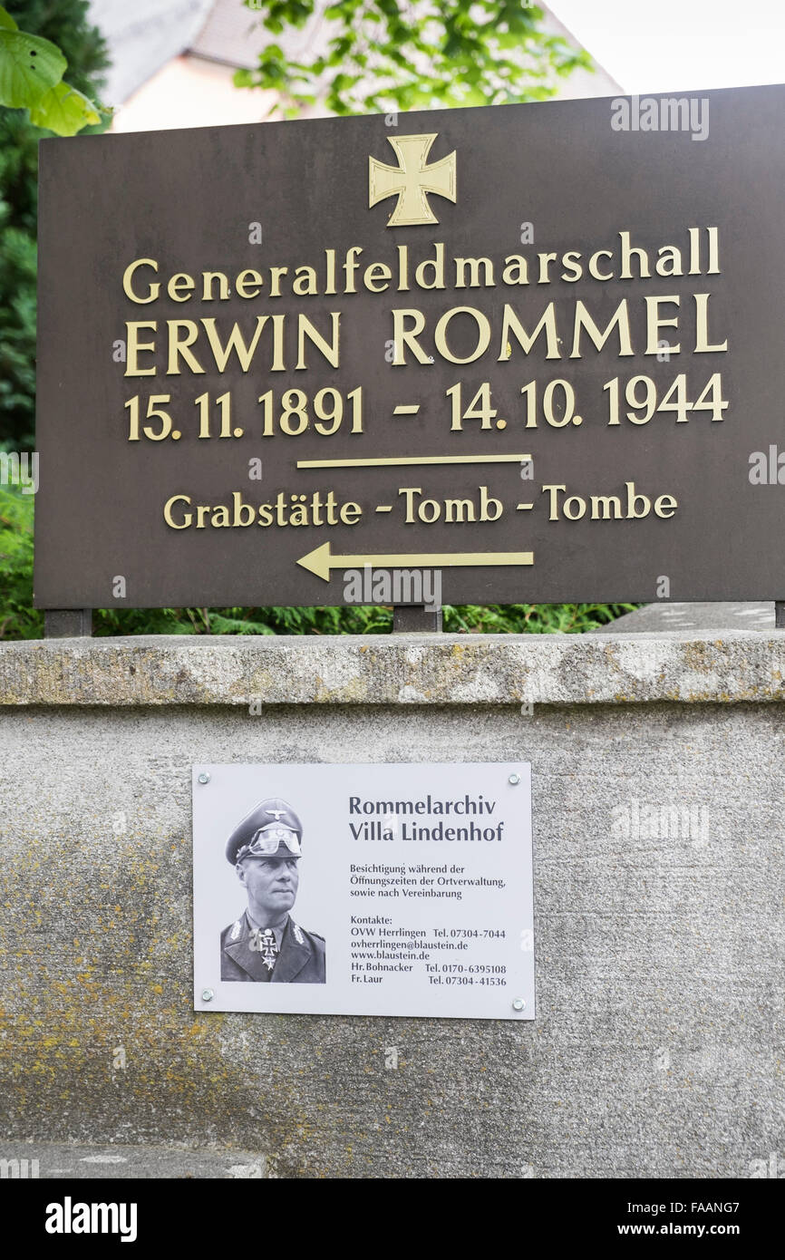 graveside of world war II field marshal erwin rommel, herrlingen,  baden-württemberg, germany Stock Photo
