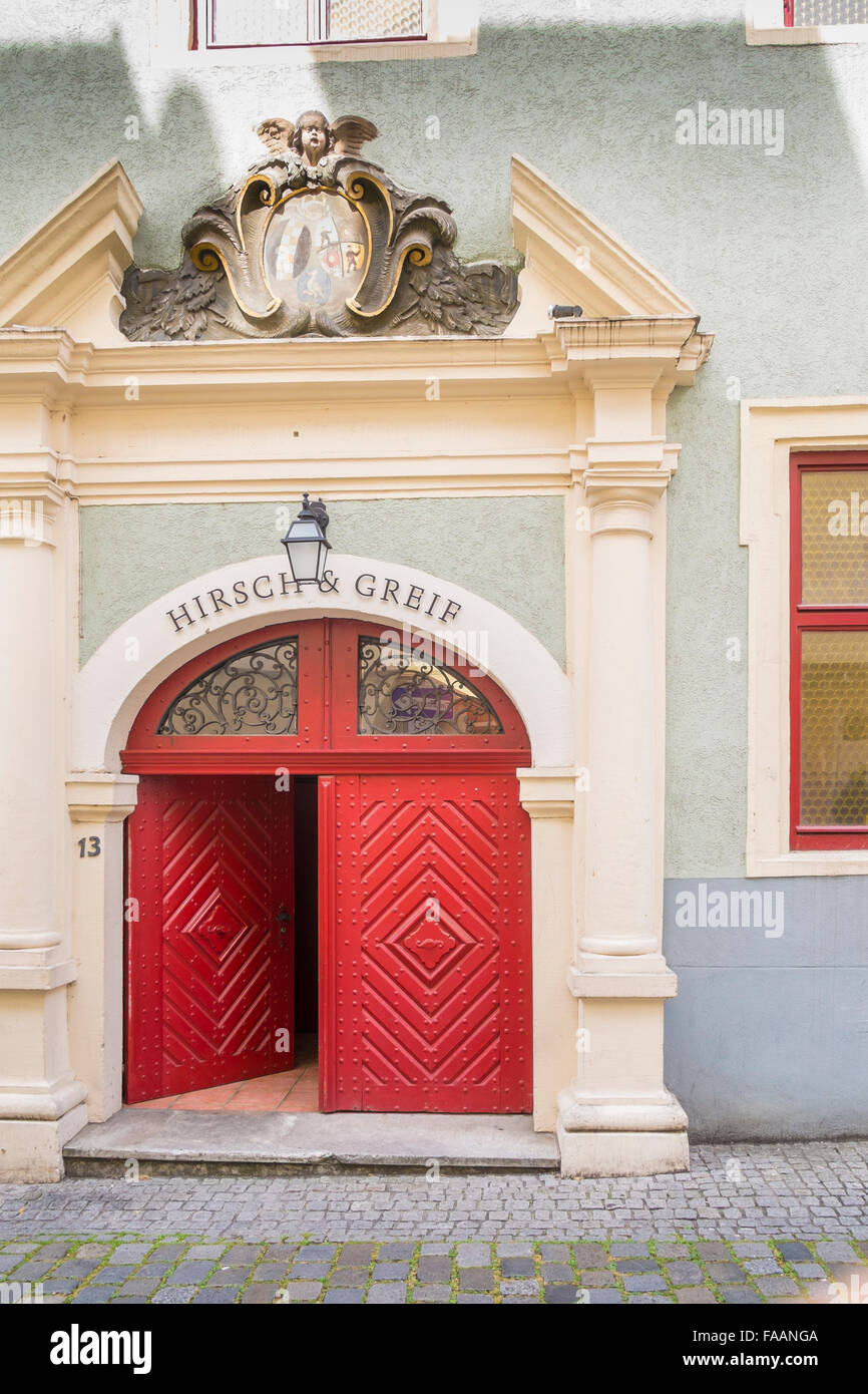 restaurant hirsch & greif in an historic building  in the historic part of esslingen,  baden-wuerttemberg, germany Stock Photo