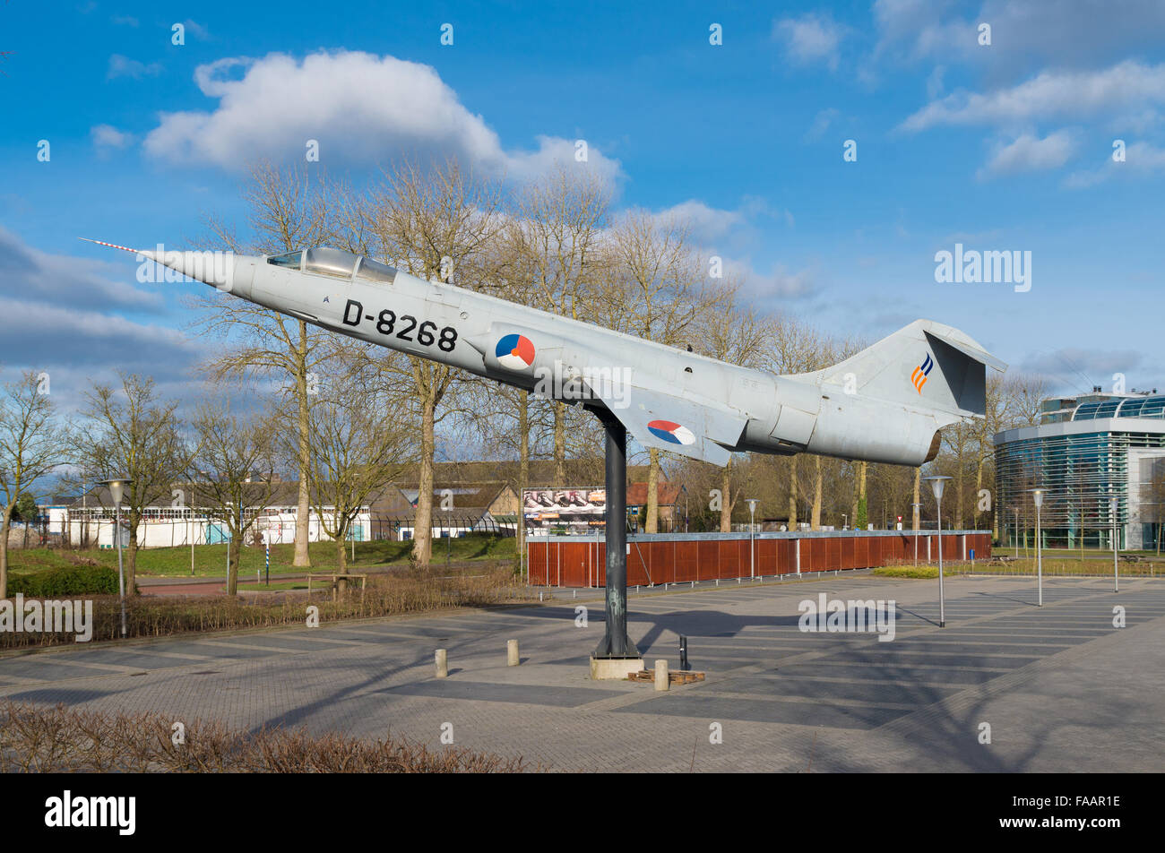F-104 Starfighter on a socket at the Deltion college in Zwolle, Netherlands Stock Photo