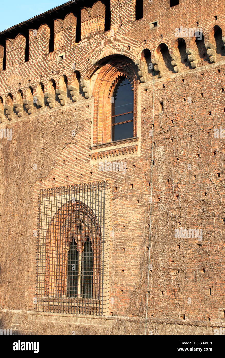 Fortified walls of Sforzesco castle in Milan, Italy Stock Photo - Alamy