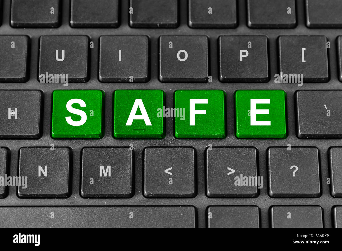 safe green word on keyboard, safety concept Stock Photo Alamy