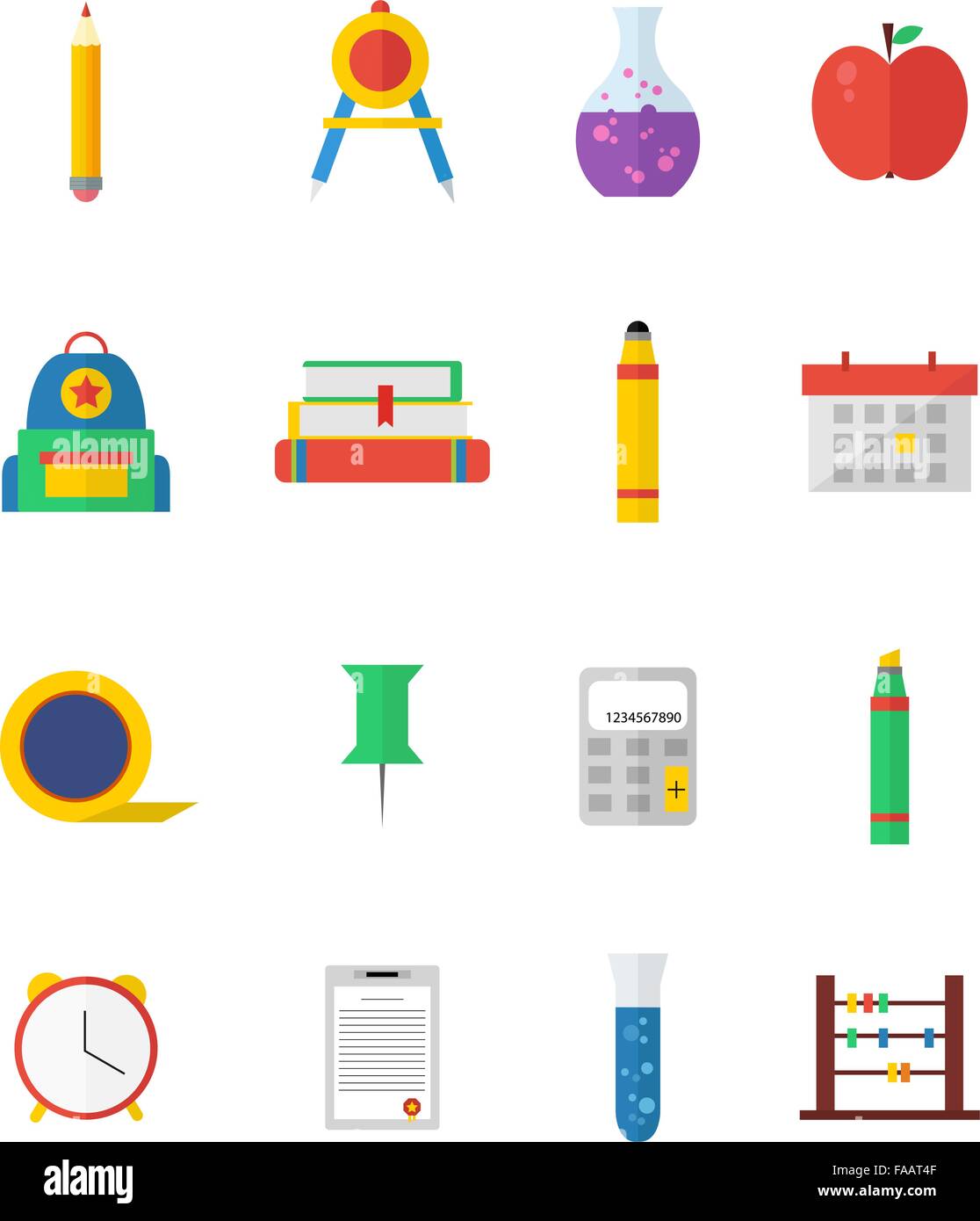 Modern flat icon vector illustration collection on high school Stock ...