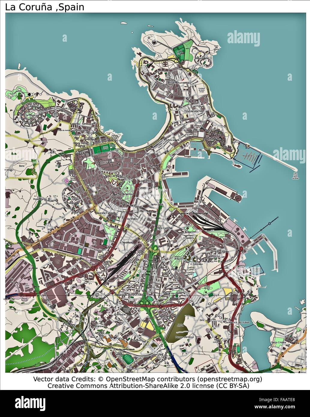 La Coruna Spain city map Stock Photo - Alamy