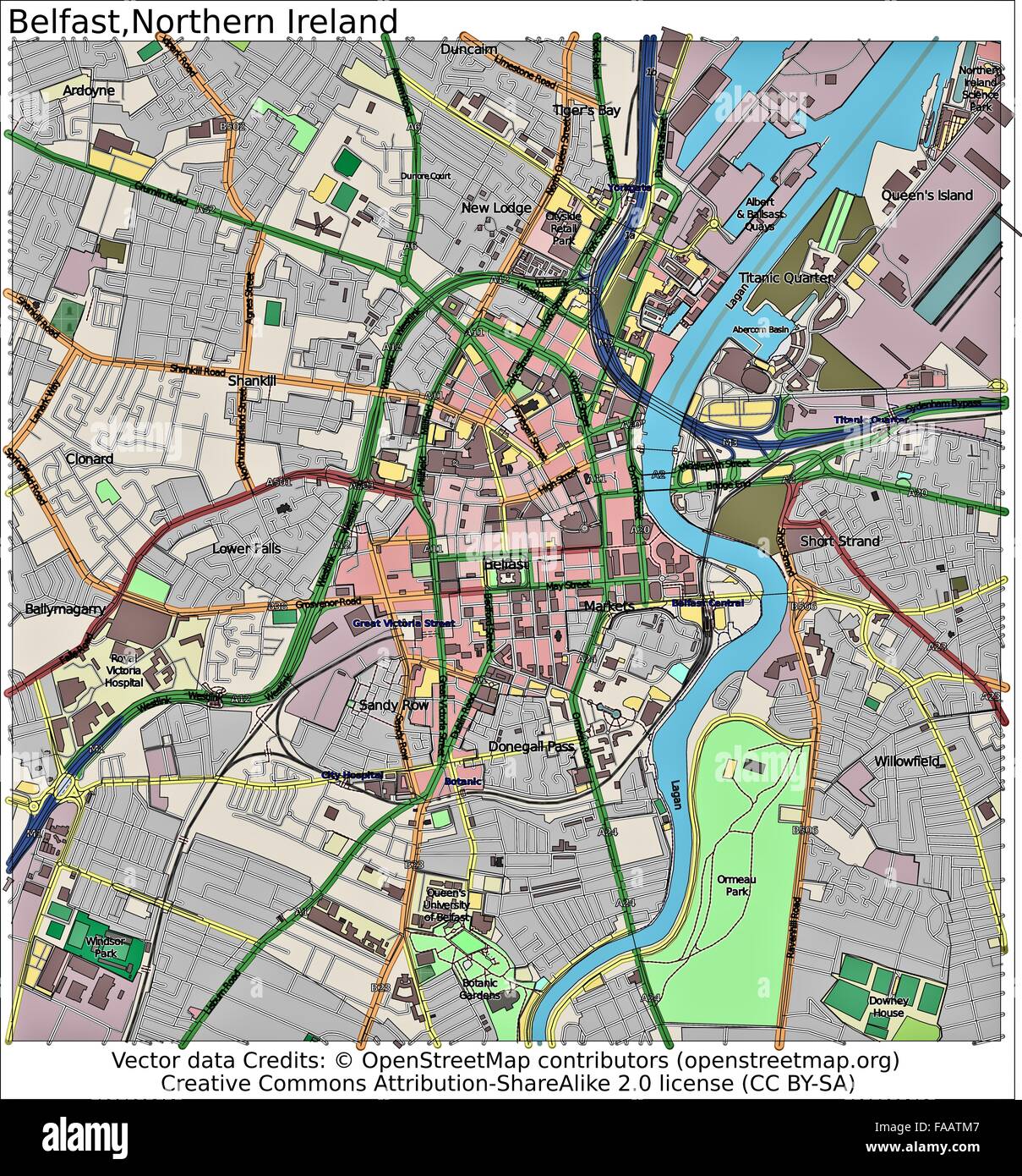 Map Of Belfast City Centre Belfast Northern Ireland City Map Stock Photo - Alamy