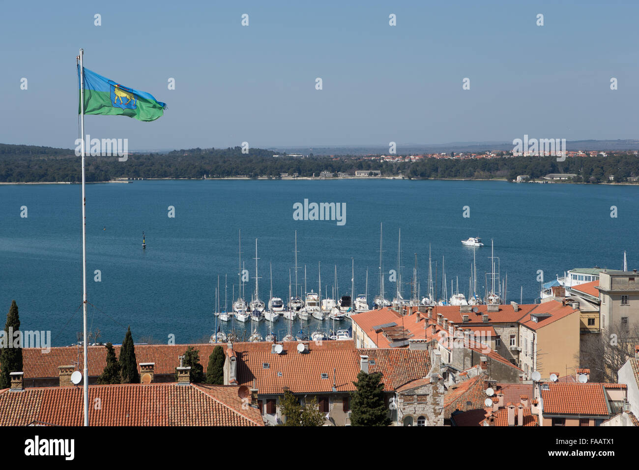 View over the rooftops of the city Pula, Istria, Croatia, Stock Photo