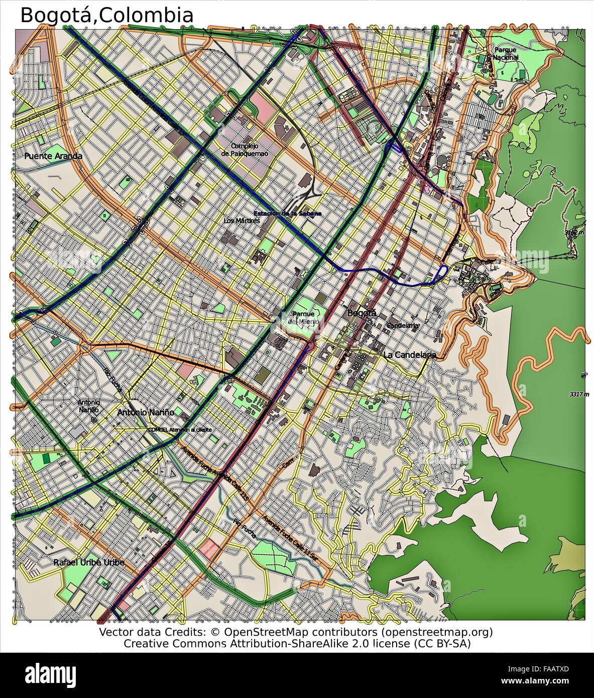 Bogota Colombia City Map Stock Photo Alamy