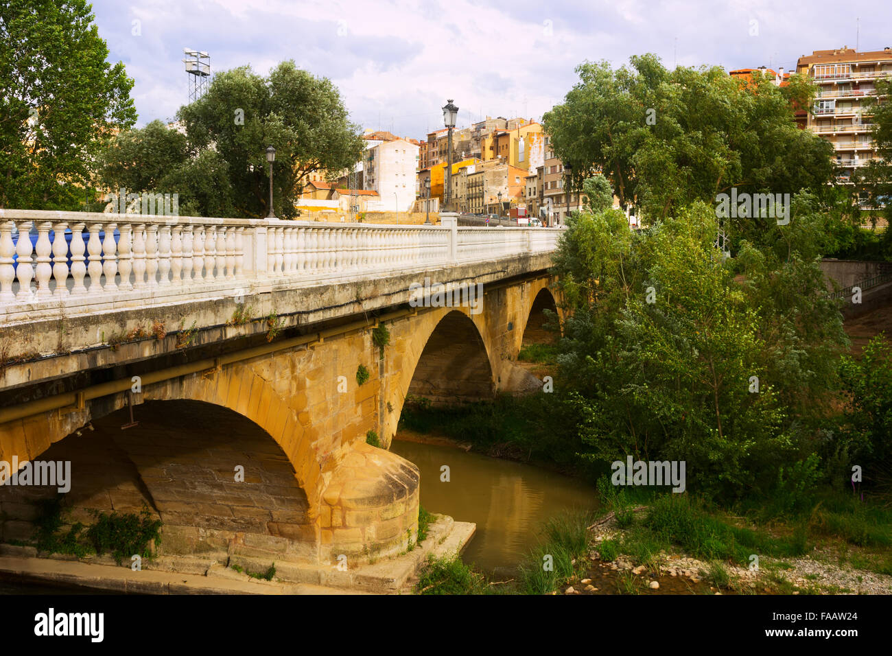 Bridge over Tiron river in Haro, La Rioja. Spain Stock Photo
