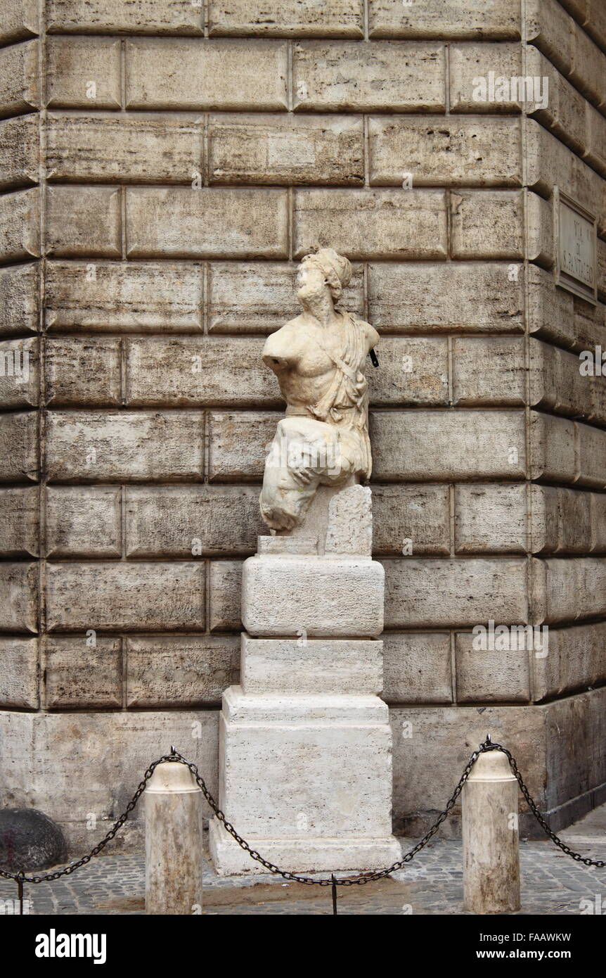 Pasquino statue, the most famous talking statue in Rome, Italy Stock
