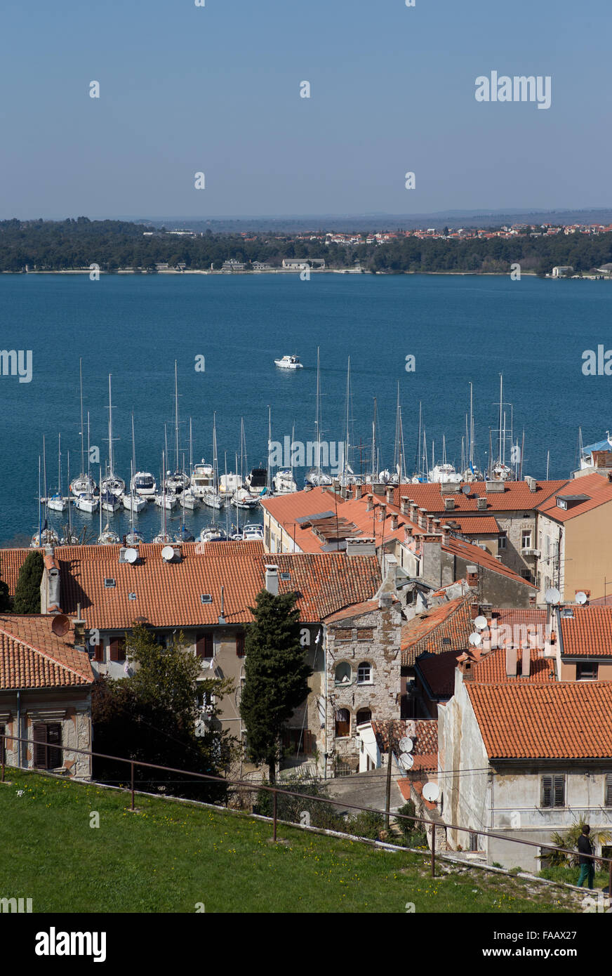 View over the rooftops of the city Pula, Istria, Croatia, Stock Photo