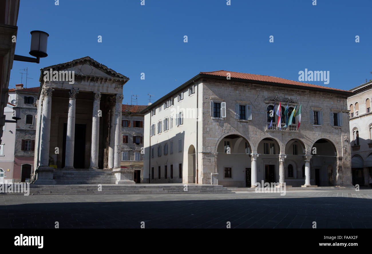 Temple of Augustus and Town Hall of Pula,Istriia,Croatia Stock