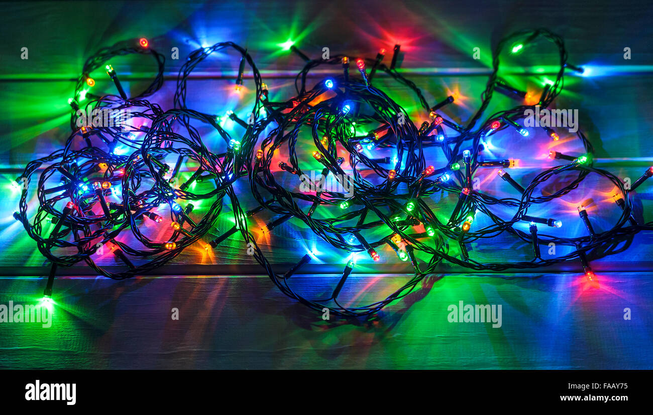 Christmas lights on the floor Stock Photo Alamy