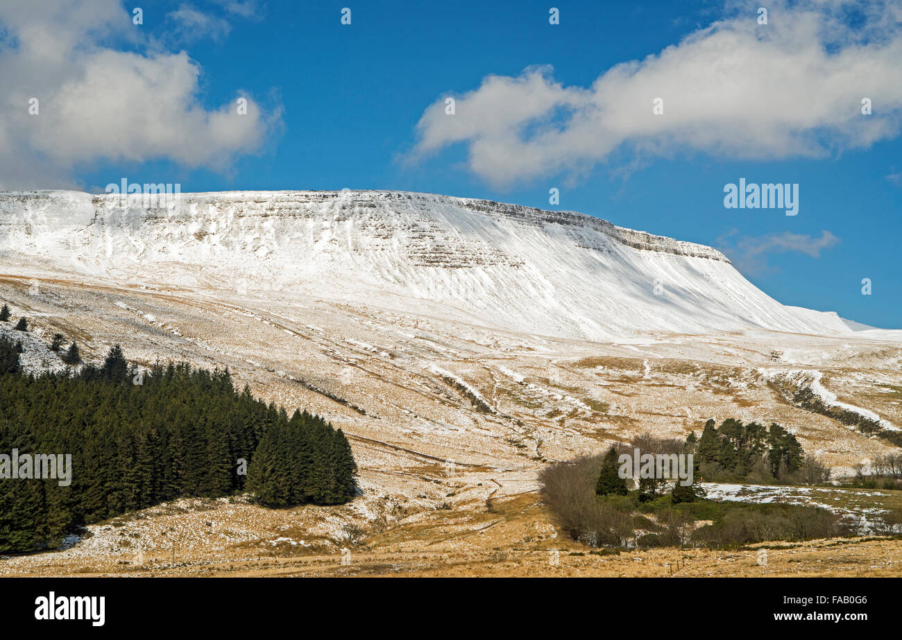 Craig y Fan Ddu Ridge in the Central Brecon Beacons south Wales under snow Stock Photo