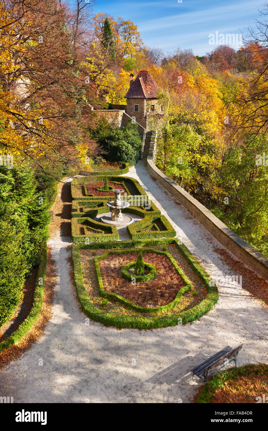 Ksiaz castle - autumn garden, Sudeten mountains, Silesia, Poland Stock Photo