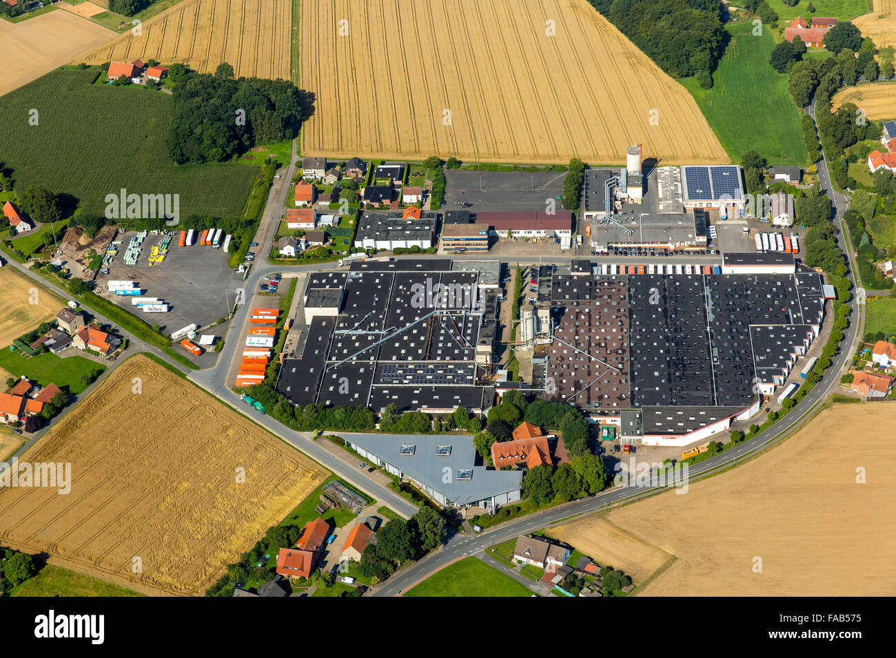 Aerial view, Meise Möbel GmbH & Co. KG, Quernheim, furniture factory, Kirchlengern, East Westphalia, North Rhine-Westphalia, Stock Photo