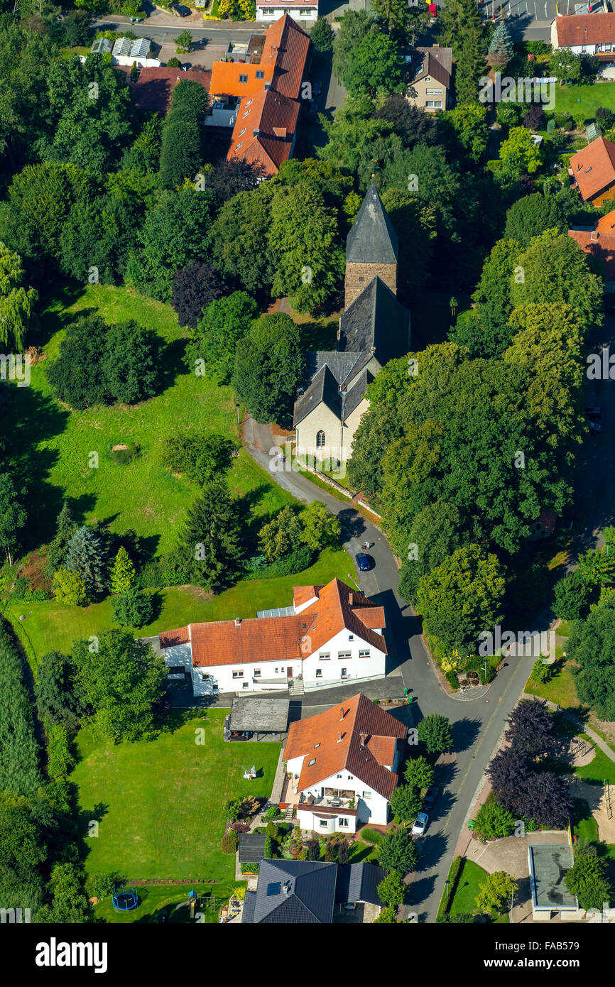 Aerial view, Church, Convent Quernheim, Kirchlengern, East Westphalia, North Rhine-Westphalia, Germany, Europe, Aerial view, Stock Photo