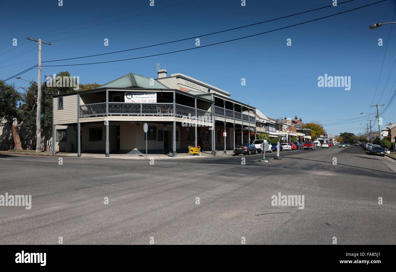 The Commercial Hotel Morpeth is an historic hotel situated in the heart of beautiful Morpeth NSW Australia Stock Photo