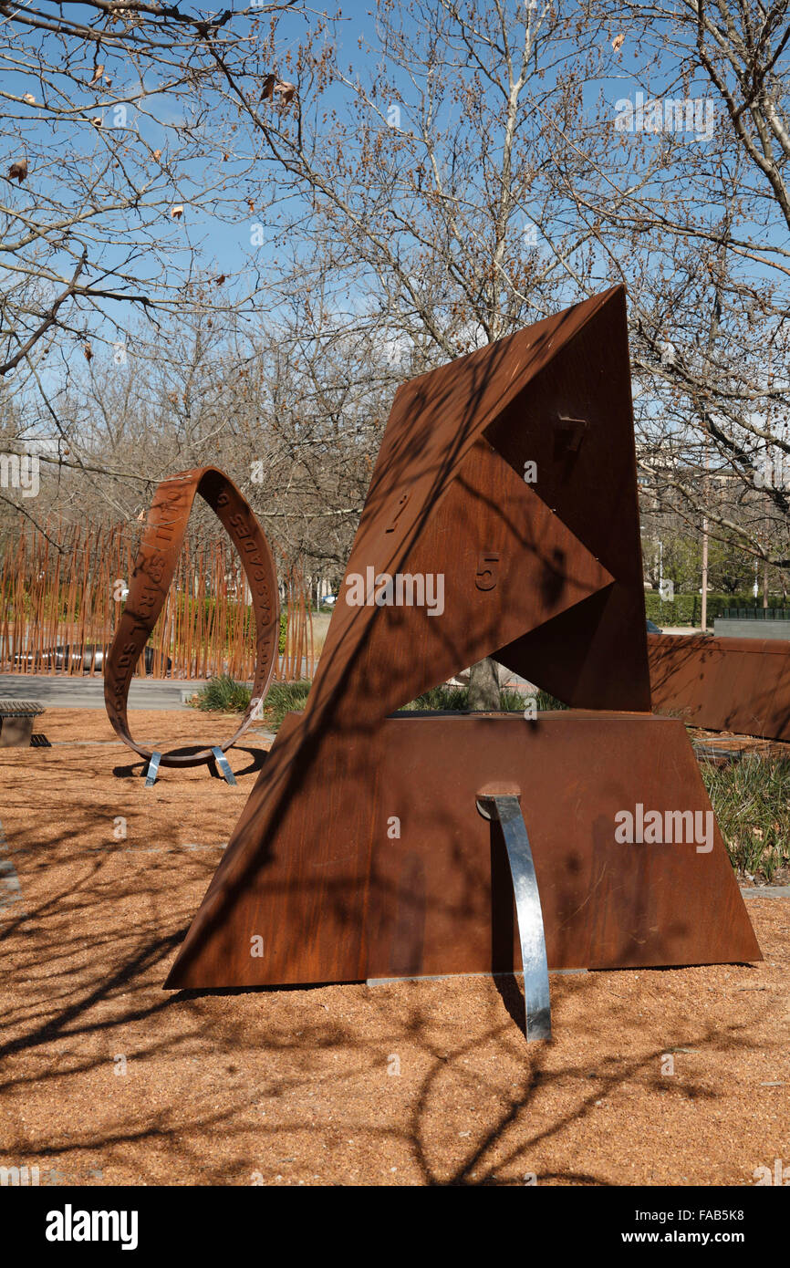 Szilassi polyhedron in garden display Canberra Australia Stock Photo
