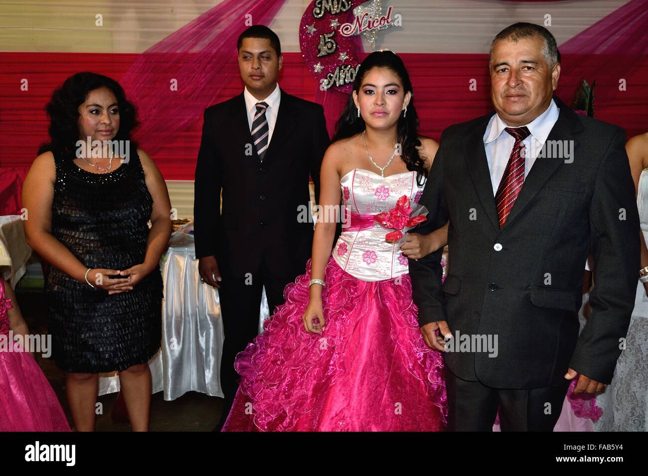 Quinceañera Party - Fifteen  Birthday in PUERTO PIZARRO. Department of Tumbes .PERU Stock Photo