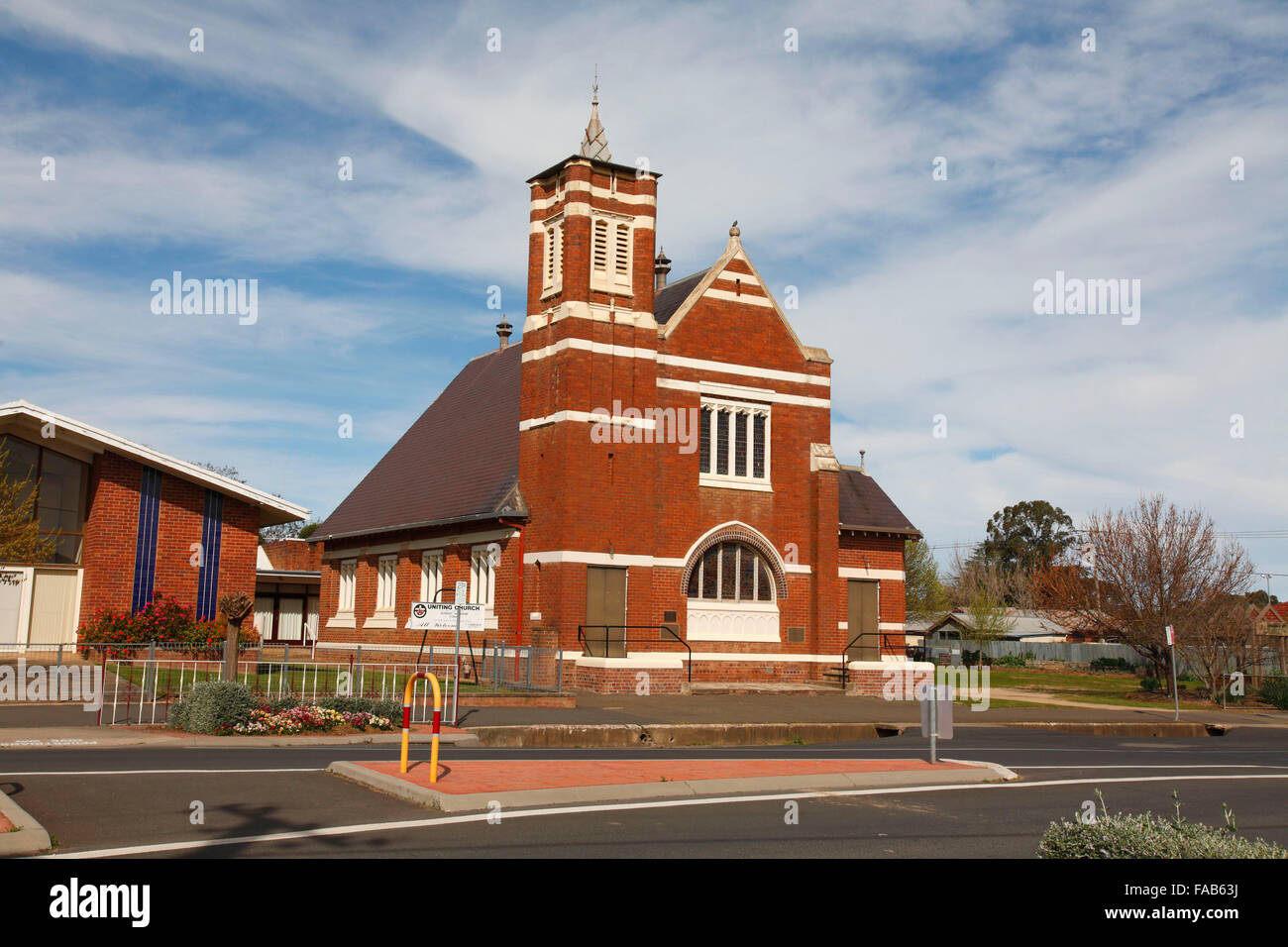 The former Methodist (1909) now Uniting Church built in the Arts & Crafts style - red brick Young NSW Australia Stock Photo