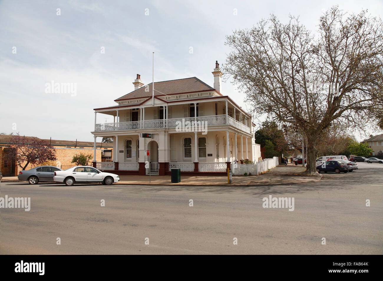 The NAB Bank building is significant as a particularly fine Victorian Style commercial building (1884) Narrandera NSW Australia Stock Photo