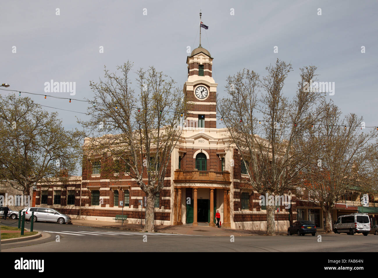 The Narrandera Council Chambers is an excellent example of Inter-War Classical architecture. Narrandera new South Wales Australi Stock Photo