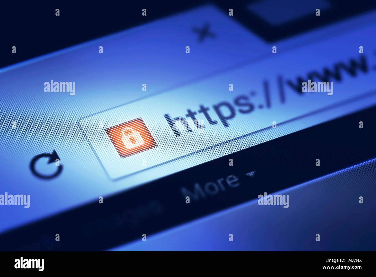 Https (hyper text transfer protocol secure) on an internet search bar. Stock Photo