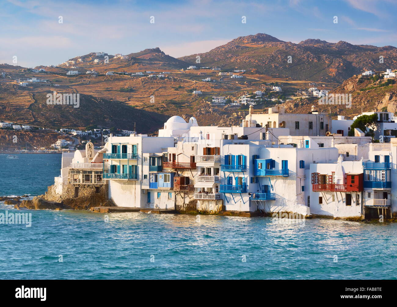 Greece - Mykonos Island, view at 'Little Venice' in the Mykonos Town, Chora Stock Photo