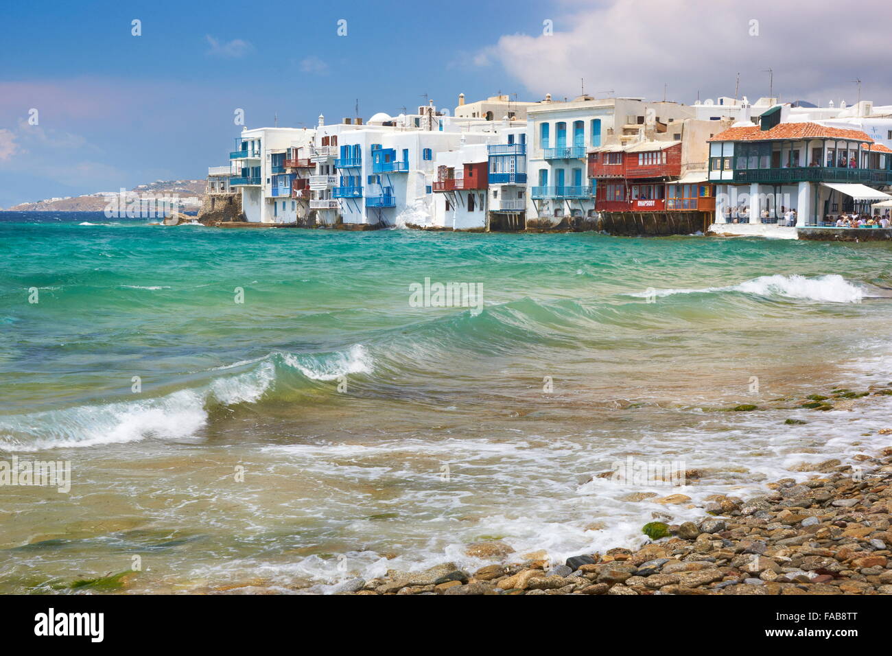 Mykonos Town (Little Venice), Aegean Sea - Mykonos Island, Cyclades, Greece Stock Photo