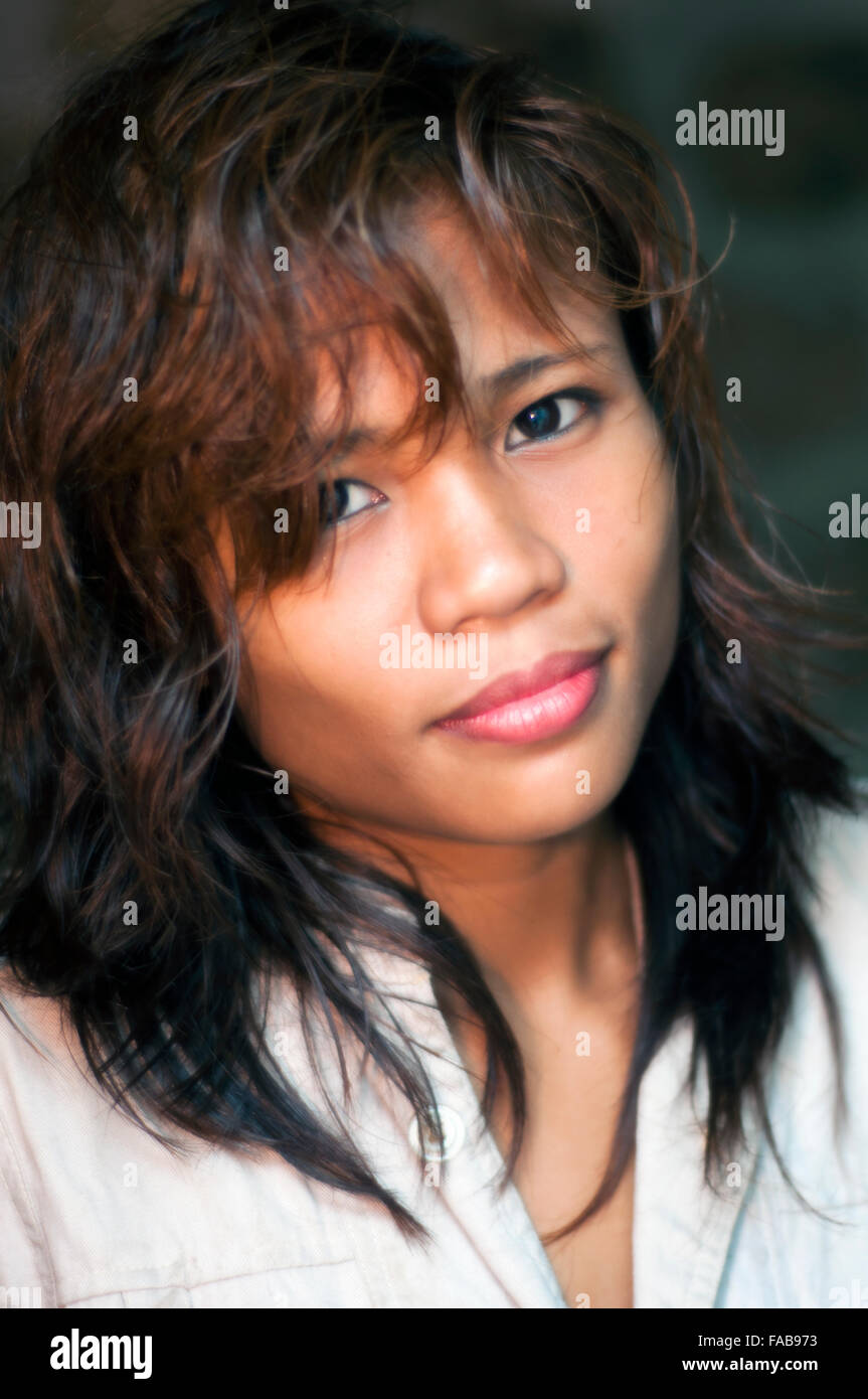 Portrait of young Asian woman on location, Cebu, Philippines Stock Photo