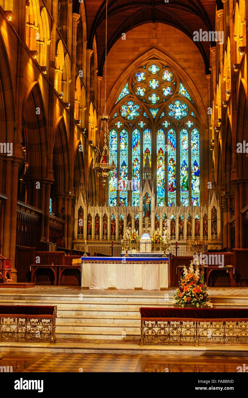 Interior St Marys Cathedral Sydney New South Wales Australia Stock Photo