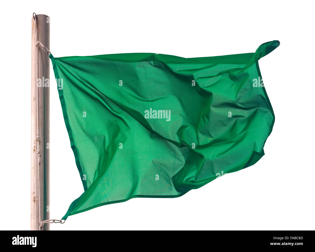 waving green flag. Isolated over white Stock Photo Alamy