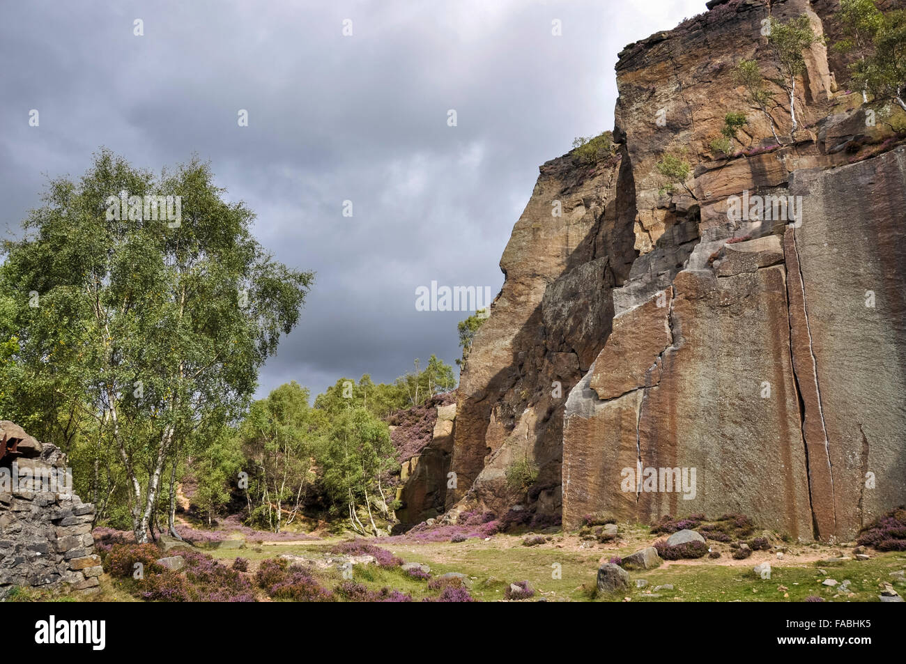 Millstone edge, an old abandoned quarry now popular with rock climbers