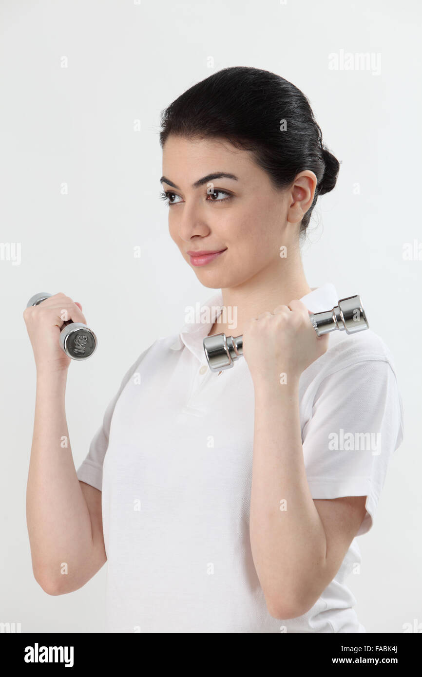 woman exercise and lifting hand weights Stock Photo Alamy