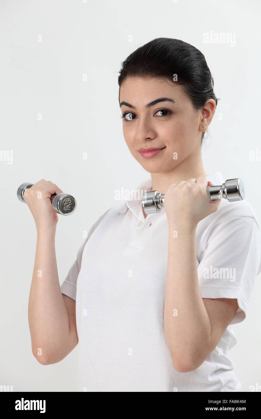 woman exercise and lifting hand weights Stock Photo Alamy